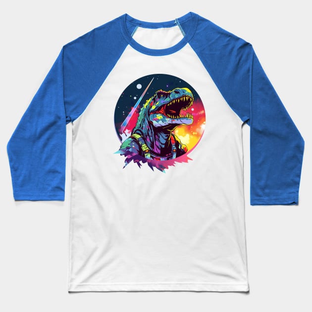 space dino Baseball T-Shirt by piratesnow